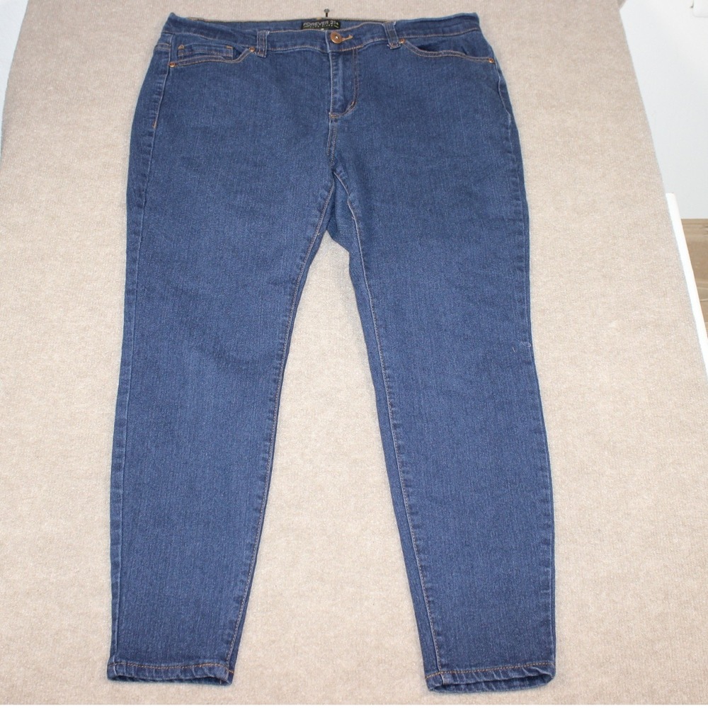 Forever 21 Plus Size 18 Short Skinny Jeans Dark Wash Blue Denim High Rise